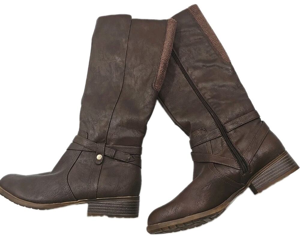 LifeStride ~Woman 8.5M~ Brown Xtrovert Medium Calf High Shaft Boot Dark Tan NWOB